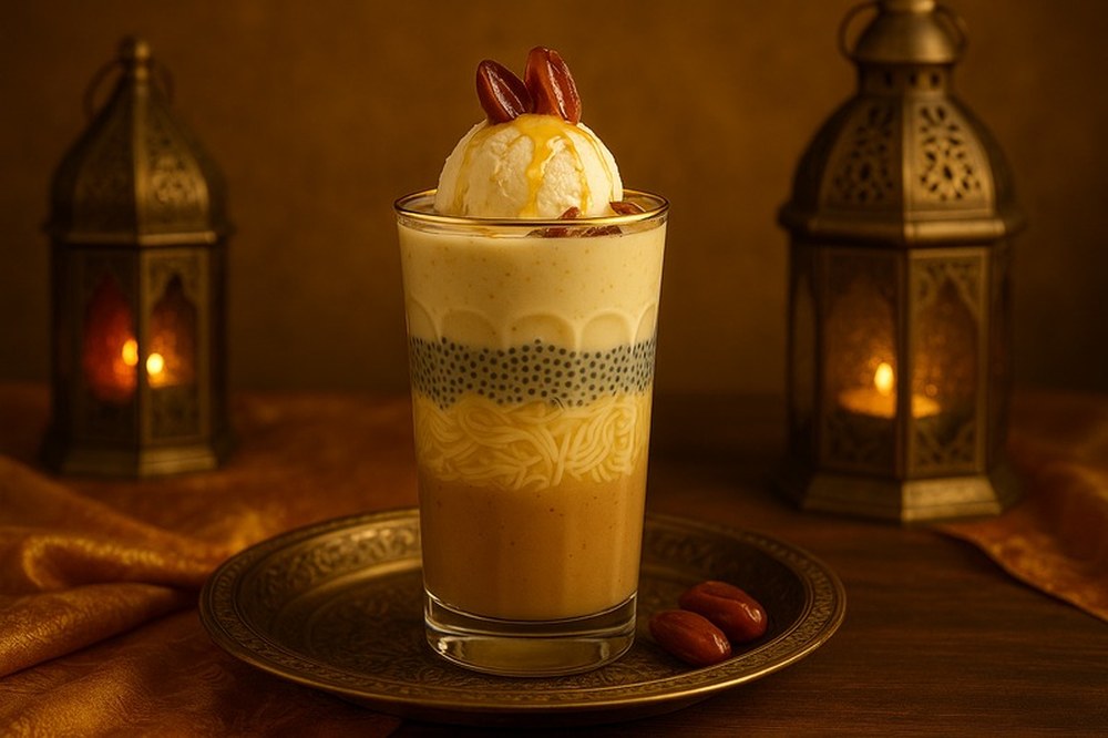 Cardamom Arabian Dates Falooda, made with EcoNfuse Cardamom liquid spice extract