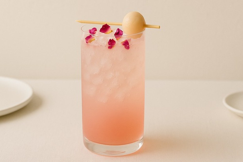 Cardamom Lychee Rose Fizz, made with EcoNfuse Cardamom liquid spice extract