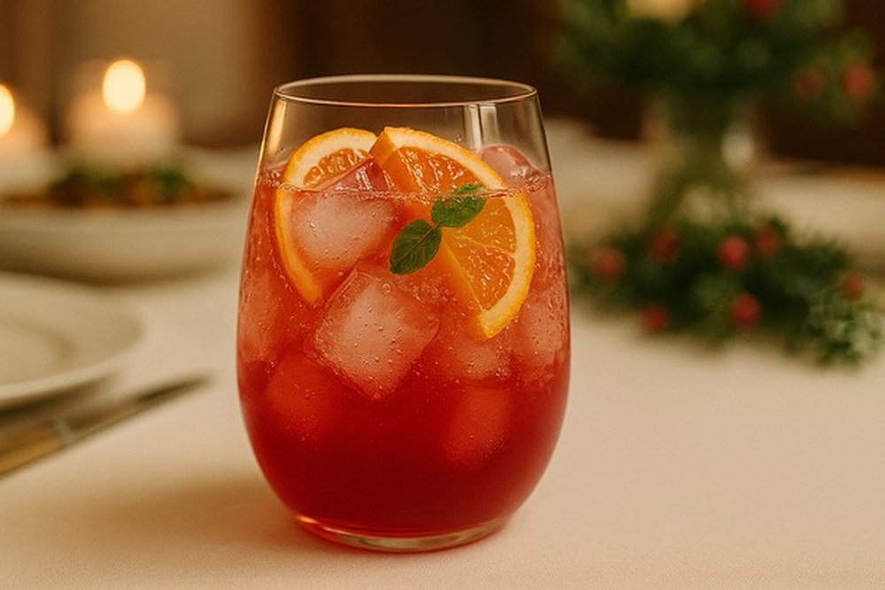 Citrus Mint Pomegranate Punch, made with EcoNfuse Citrus Mint Blend liquid spice extract