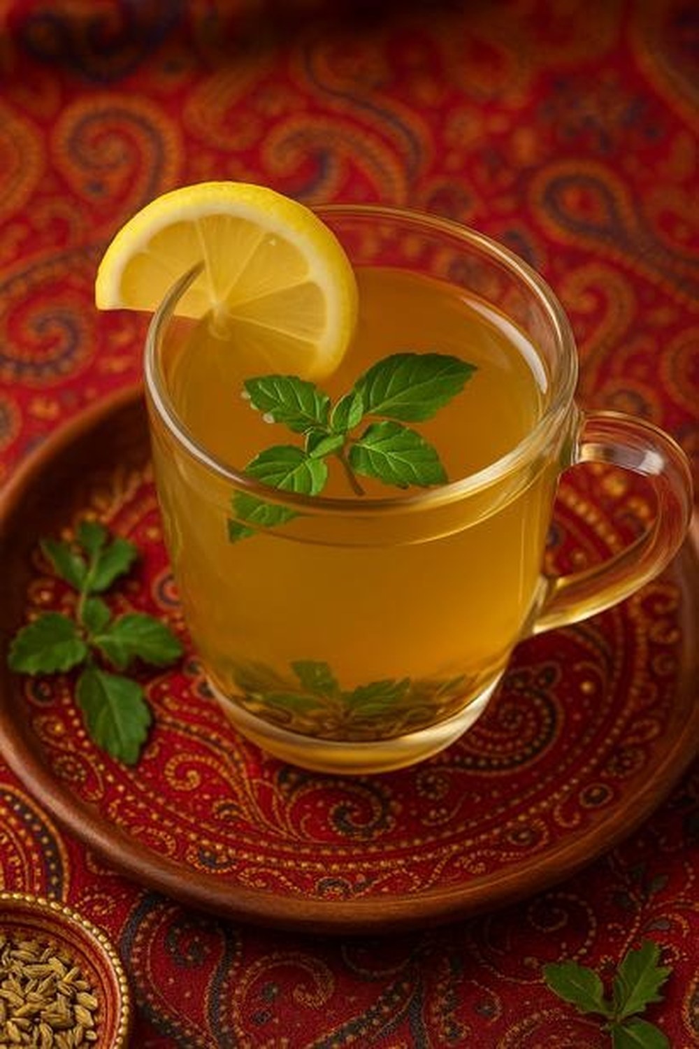 Herbal Tulsi Lemon Morning Tea, made with EcoNfuse Herbal Spice Blend liquid spice extract
