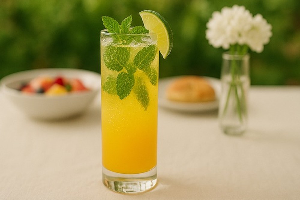 Pudina Mango Spritz, made with EcoNfuse Fresh Pudina liquid spice extract