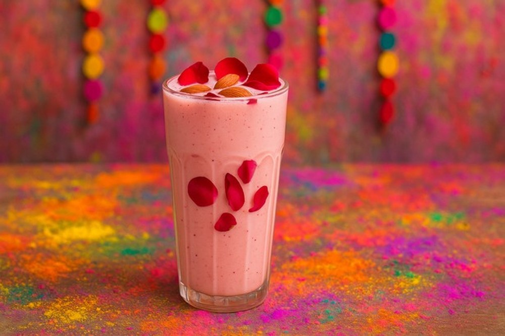 Cardamom Rose Thandai Mocktail, made with EcoNfuse Cardamom liquid spice extract