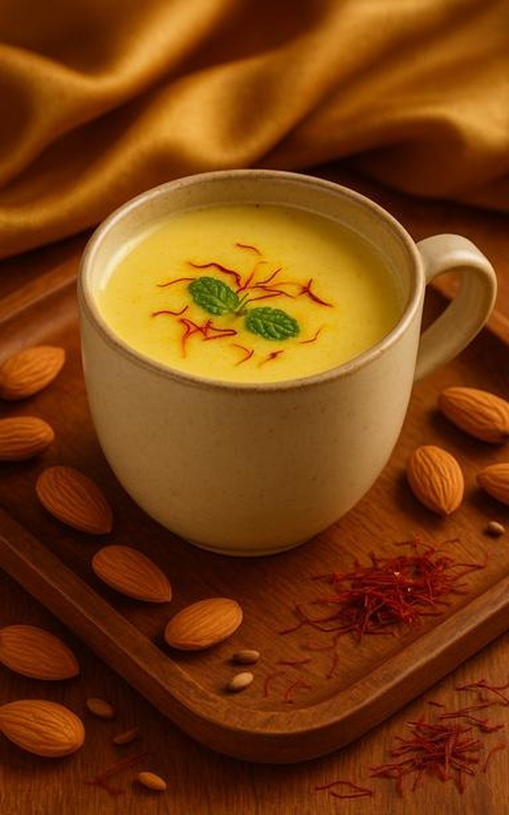 Cardamom Saffron Almond Milk, made with EcoNfuse Cardamom liquid spice extract