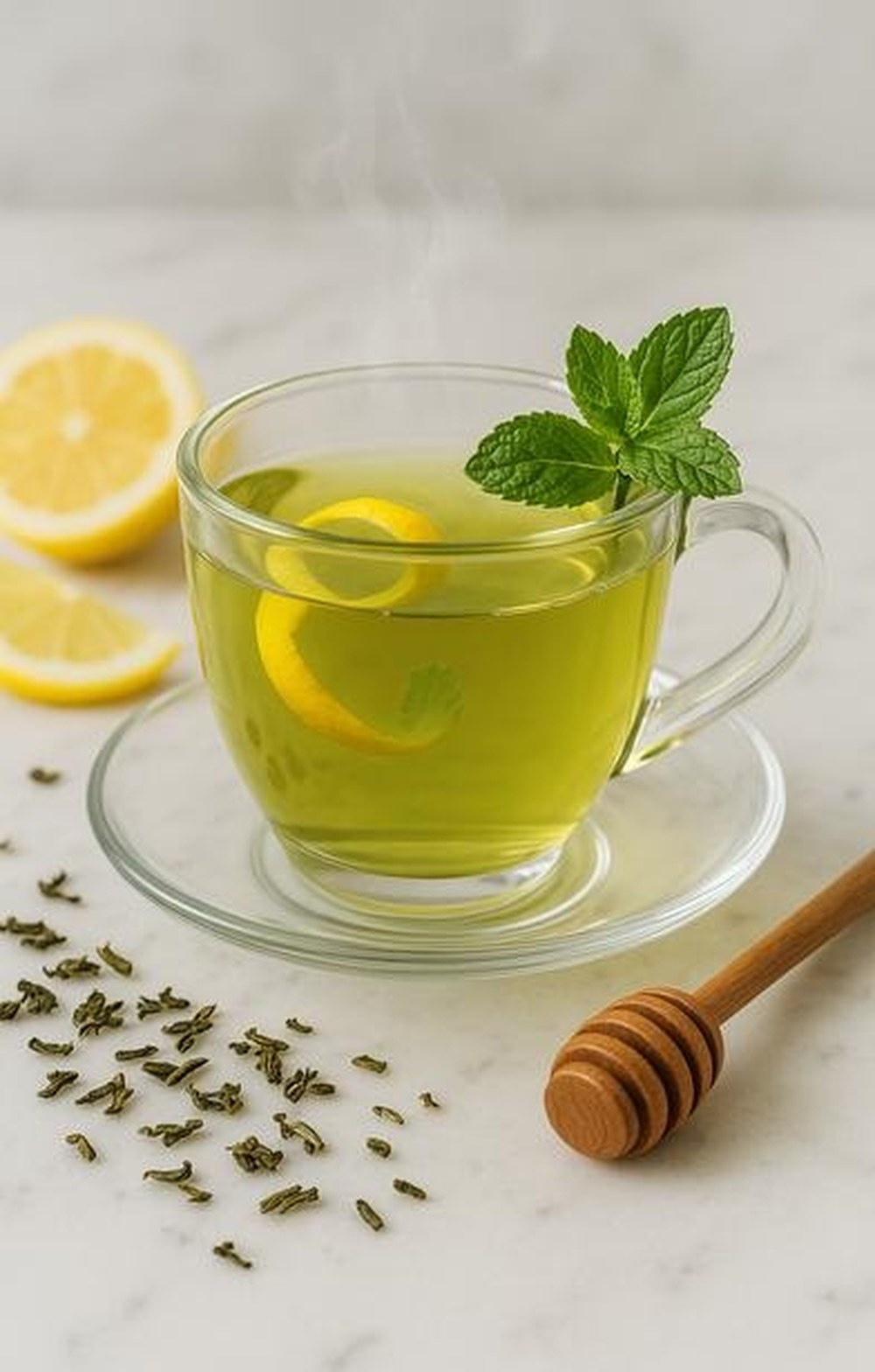 Citrus Mint Green Tea, made with EcoNfuse Citrus Mint Blend liquid spice extract