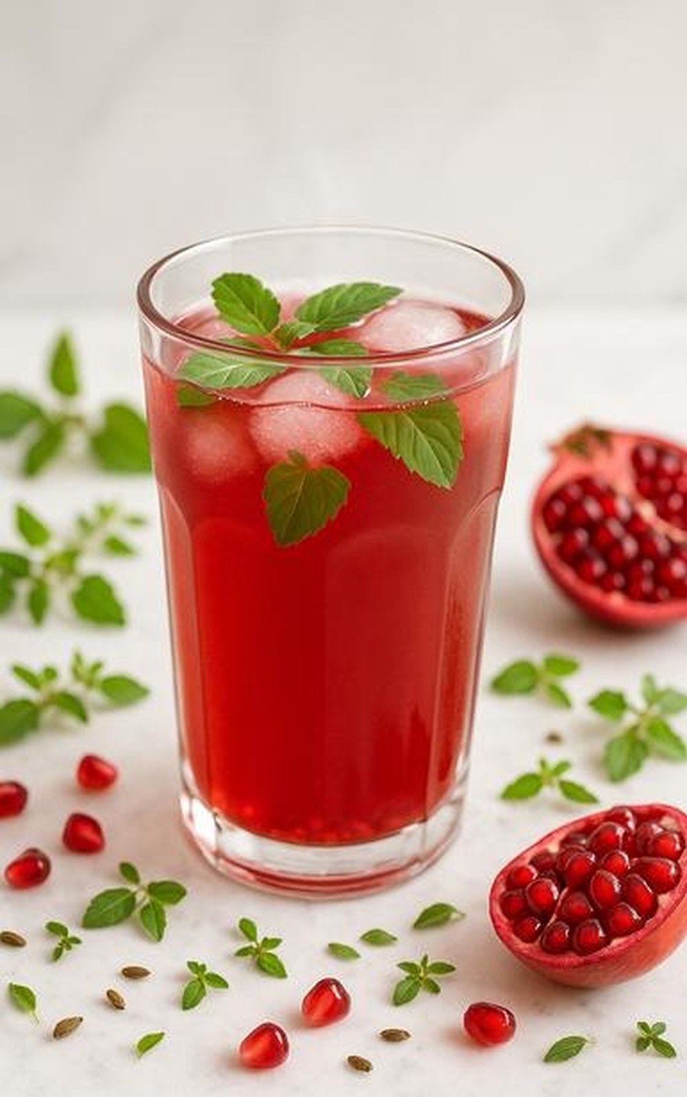 Herbal Pomegranate Tulsi Cooler, made with EcoNfuse Herbal Spice Blend liquid spice extract