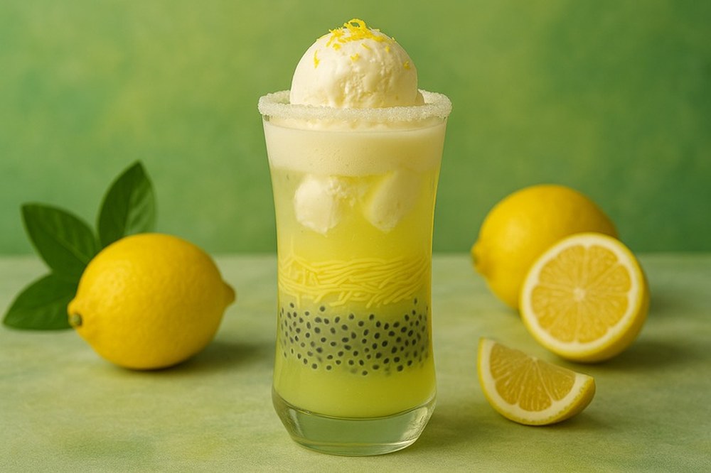 Lemongrass Lemon Basil Falooda, made with EcoNfuse Lemongrass Citrus Blend liquid spice extract