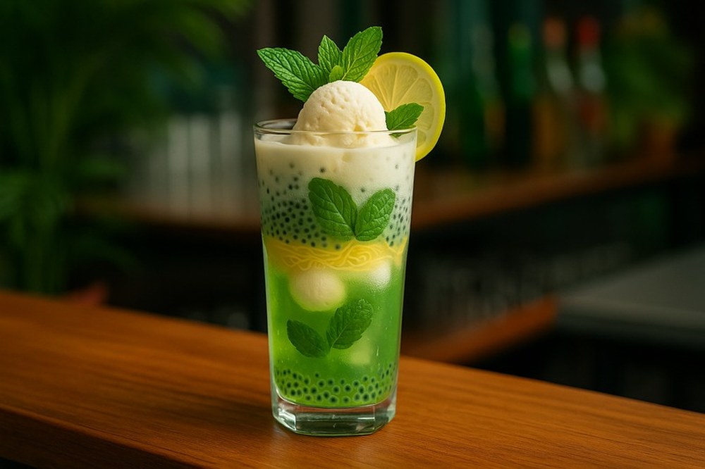 Pudina Mint Mojito Falooda, made with EcoNfuse Fresh Pudina liquid spice extract